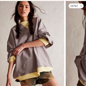 Free people classic crew color block sweatshirt